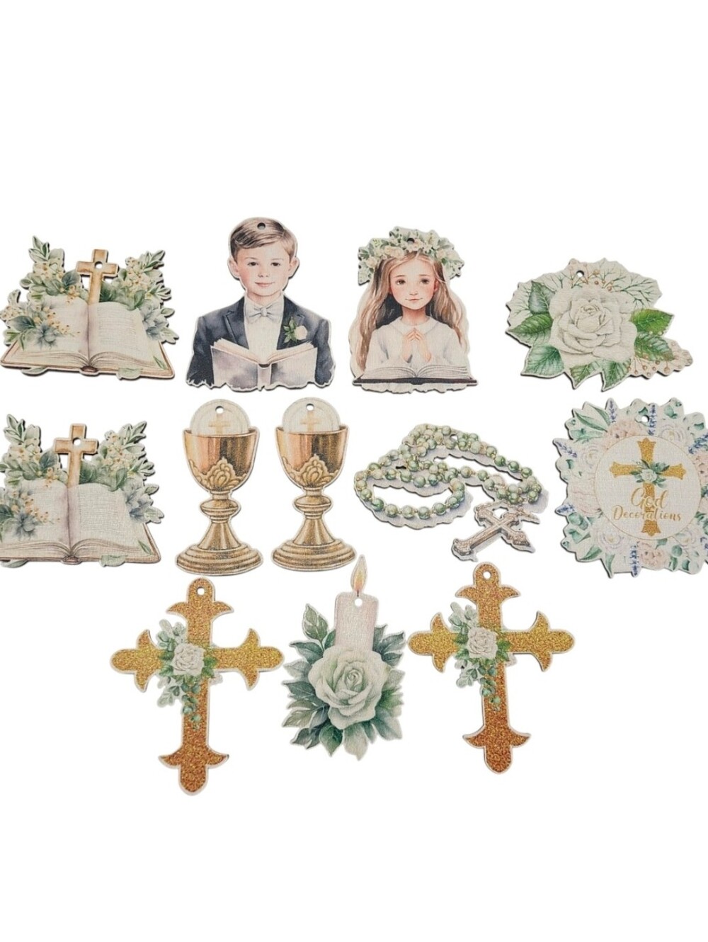 12pc First Holy Communion wooden cutout Ornament decoration set